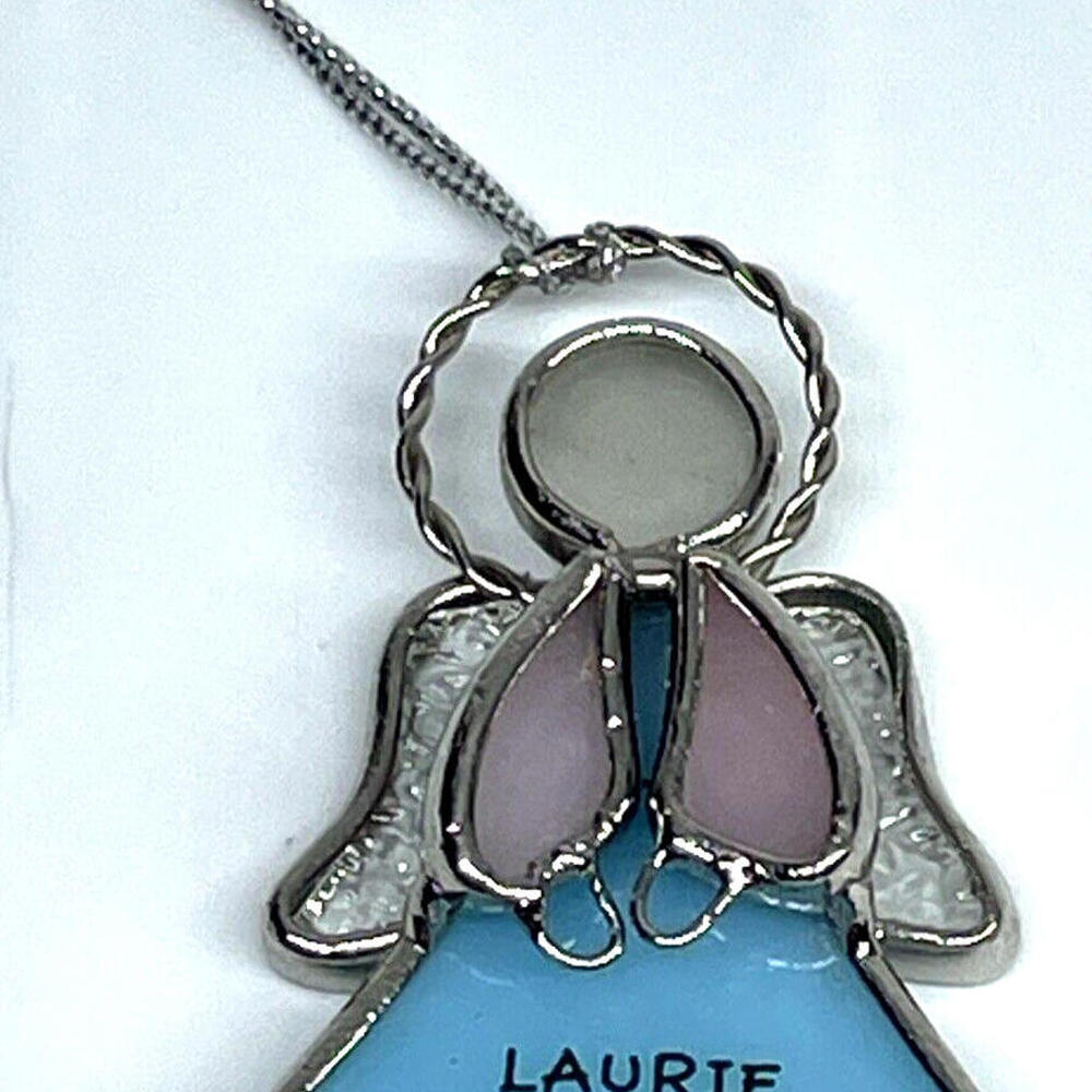 Personalized‎ LAURIE Stained Glass Angel Christmas Ornament 2.25" - Picture 2 of 3